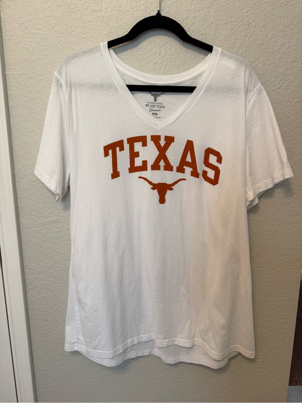 Texas Longhorns White V-Neck Tee - Collegiate Short Sleeve